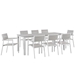 Maine 9 Piece Outdoor Patio Dining Set - White Light Gray - MOD1819