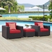 Convene 3 Piece Outdoor Patio Sofa Set C - Espresso Red - MOD1843