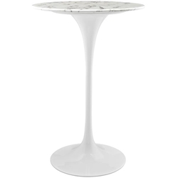 Lippa 28" Round Artificial Marble Bar Table - White 