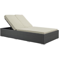 Sojourn Outdoor Patio Sunbrella® Double Chaise - Chocolate Beige 