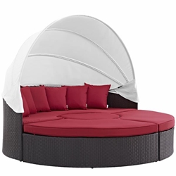 Convene Canopy Outdoor Patio Daybed - Espresso Red Style A 