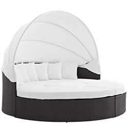 Convene Canopy Outdoor Patio Daybed - Espresso White Style A 