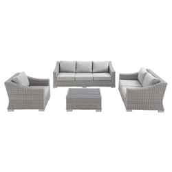 Conway Sunbrella® Outdoor Patio Wicker Rattan 4-Piece Furniture Set A - Light Gray Gray 