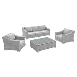 Conway Sunbrella® Outdoor Patio Wicker Rattan 4-Piece Furniture Set B - Light Gray Gray 