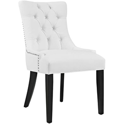 Regent Tufted Faux Leather Dining Chair - White 
