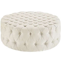 Amour Upholstered Fabric Ottoman - Beige 