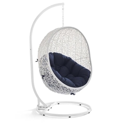 Hide Outdoor Patio Swing Chair With Stand - White Navy 