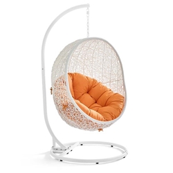 Hide Outdoor Patio Swing Chair With Stand - White Orange 