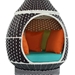 Palace Outdoor Patio Wicker Rattan Hanging Pod - Brown Turquoise - MOD2927