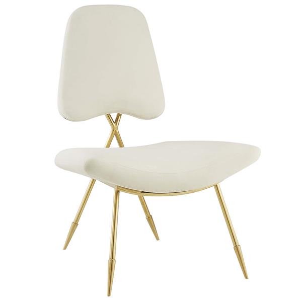 Ponder Performance Velvet Lounge Chair - Ivory 
