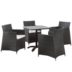Junction 5 Piece Outdoor Patio Dining Set C - Brown White 
