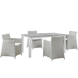 Junction 5 Piece Outdoor Patio Dining Set B - Gray White 