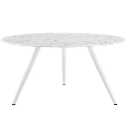 Lippa 60" Round Artificial Marble Dining Table with Tripod Base - White 