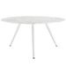 Lippa 60" Round Artificial Marble Dining Table with Tripod Base - White - MOD3351