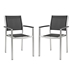 Shore Dining Chair Outdoor Patio Aluminum Set of 2 - Silver Black