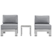 Shore 3 Piece Outdoor Patio Aluminum Sectional Sofa Set - Silver Gray - MOD3477