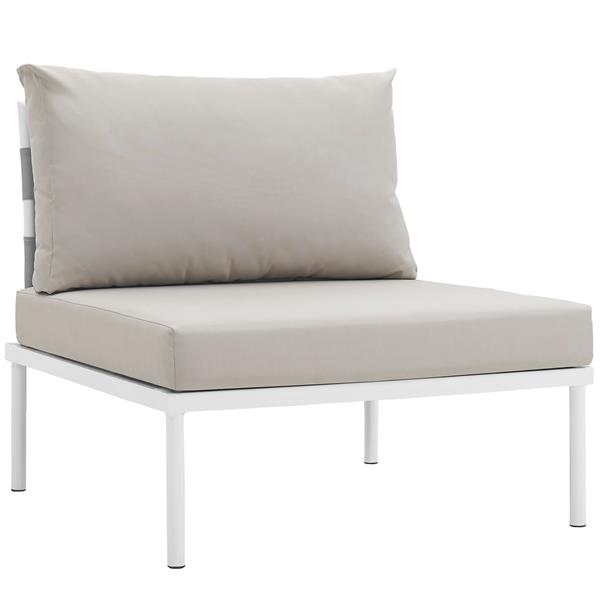 Harmony Armless Outdoor Patio Aluminum Chair - White Beige 
