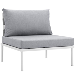 Harmony Armless Outdoor Patio Aluminum Chair - White Gray 