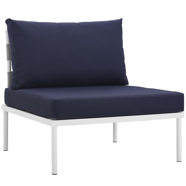 Harmony Armless Outdoor Patio Aluminum Chair - White Navy 