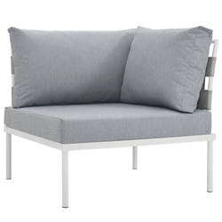 Harmony Outdoor Patio Aluminum Corner Sofa - White Gray 