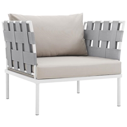 Harmony Outdoor Patio Aluminum Armchair - White Beige 