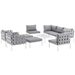 Harmony 10 Piece Outdoor Patio Aluminum Sectional Sofa Set - White Gray - MOD3557