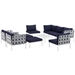 Harmony 10 Piece Outdoor Patio Aluminum Sectional Sofa Set - White Navy - MOD3558