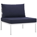 Harmony 10 Piece Outdoor Patio Aluminum Sectional Sofa Set - White Navy - MOD3558