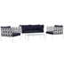 Harmony 5  Piece Outdoor Patio Aluminum Sectional Sofa Set - White Navy
