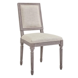 Court Vintage French Upholstered Fabric Dining Side Chair - Beige 