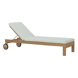 Upland Outdoor Patio Teak Chaise - Natural White 