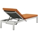 Shore 3 Piece Outdoor Patio Aluminum Chaise with Cushions - Silver Orange - MOD3756