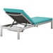 Shore 3 Piece Outdoor Patio Aluminum Chaise with Cushions - Silver Turquoise - MOD3758
