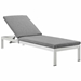 Shore Chaise with Cushions Outdoor Patio Aluminum Set of 2 - Silver Gray - MOD3760