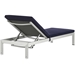 Shore Chaise with Cushions Outdoor Patio Aluminum Set of 4 - Silver Navy - MOD3769