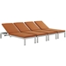 Shore Chaise with Cushions Outdoor Patio Aluminum Set of 4 - Silver Orange - MOD3770