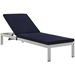 Shore Chaise with Cushions Outdoor Patio Aluminum Set of 6 - Silver Navy - MOD3776