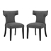 Curve Dining Side Chair Fabric Set of 2 - Gray