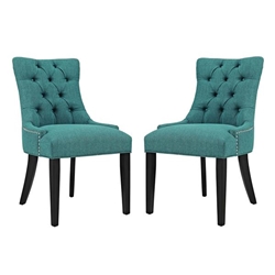 Regent Dining Side Chair Fabric Set of 2 - Teal 