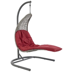 Landscape Hanging Chaise Lounge Outdoor Patio Swing Chair - Light Gray Red 