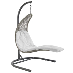 Landscape Hanging Chaise Lounge Outdoor Patio Swing Chair - Light Gray White 