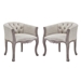 Crown Vintage French Upholstered Fabric Dining Armchair Set of 2 - Beige - MOD4455