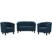 Prospect 3 Piece Upholstered Fabric Loveseat and Armchair Set - Azure - MOD4505