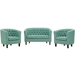 Prospect 3 Piece Upholstered Fabric Loveseat and Armchair Set - Laguna 
