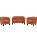 Prospect 3 Piece Upholstered Fabric Loveseat and Armchair Set - Orange - MOD4512