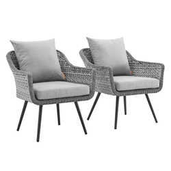 Endeavor Armchair Outdoor Patio Wicker Rattan Set of 2 - Gray Gray 