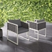 Stance Dining Armchair Outdoor Patio Aluminum Set of 2 - White Gray - MOD4586