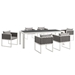 Stance 7 Piece Outdoor Patio Aluminum Dining Set - White Gray - MOD4588