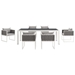 Stance 7 Piece Outdoor Patio Aluminum Dining Set - White Gray - MOD4588
