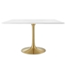 Lippa 47" Square Wood Top Dining Table - Gold White - MOD4643
